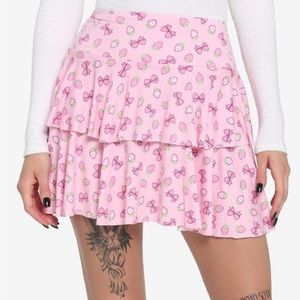 Hot Topic Strawberries & Bows Tiered‎ Skirt